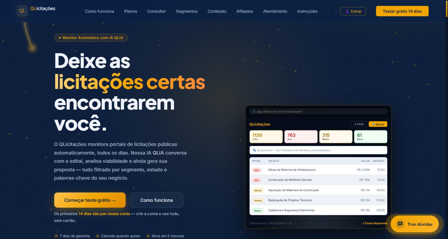 Tela do QLicitações