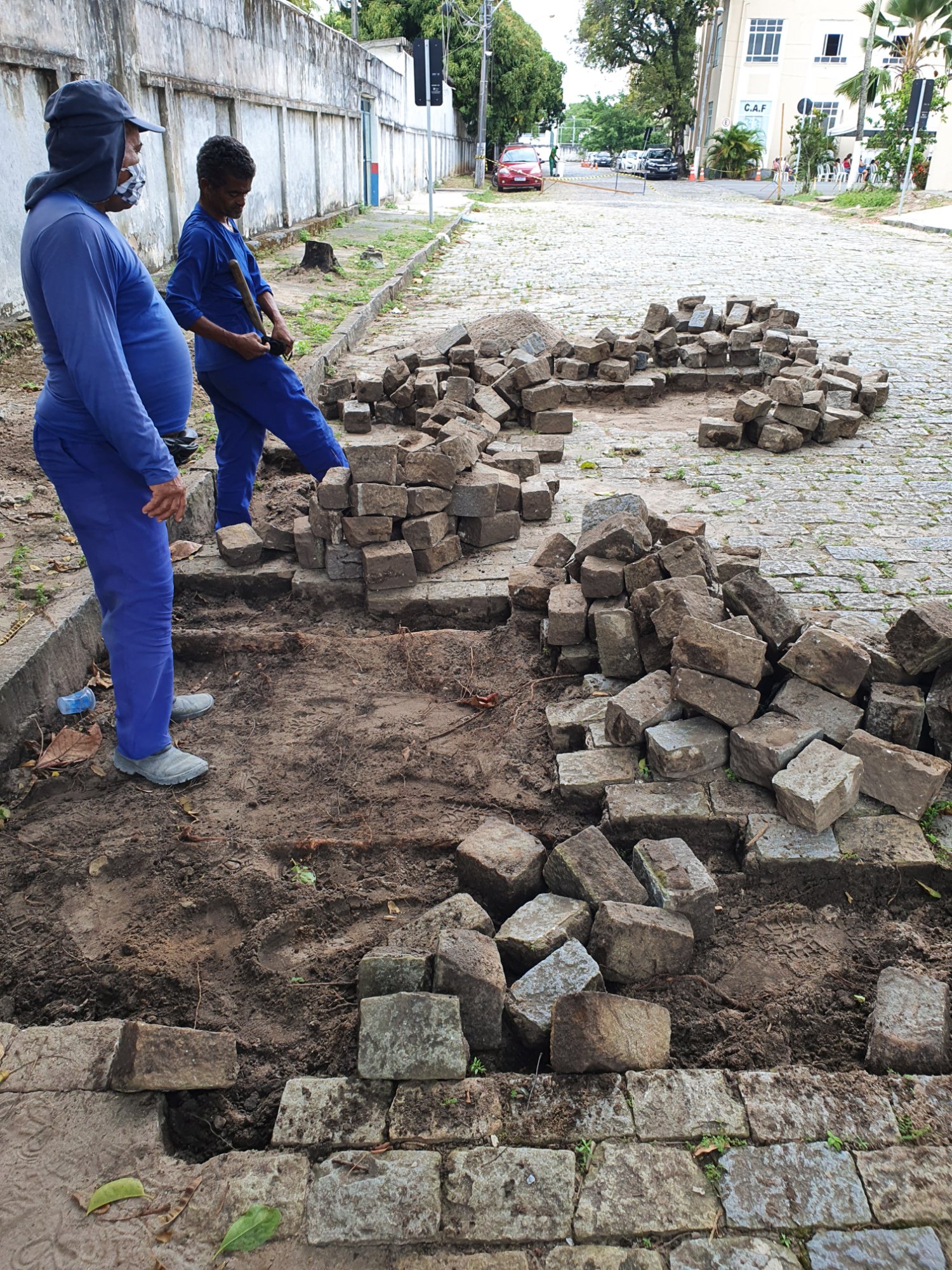 Assentamento de intertravado — orla — compactador